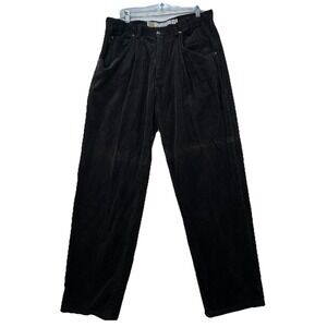 Vintage Bugle Boy Corduroy Pants Men's 36 X 32 Black Baggy Fit Straight Leg Y2K